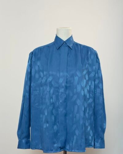 Blusa azul satinada años 80