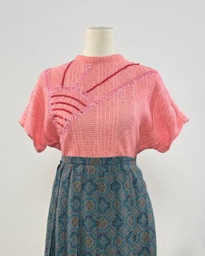 Top manga murciélago rosa chicle con lentejuelas