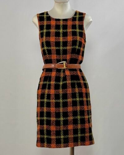 Vestido de lana cuadros naranja