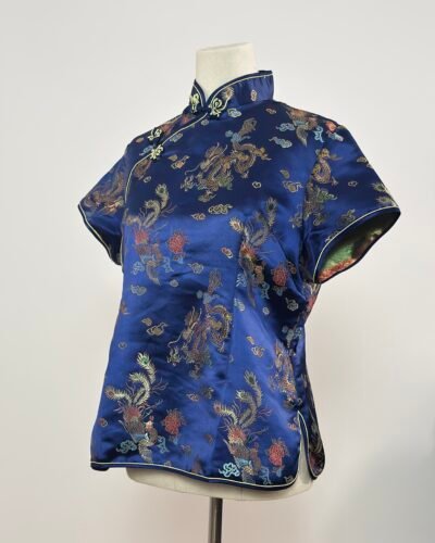 Top quipao azul eléctrico