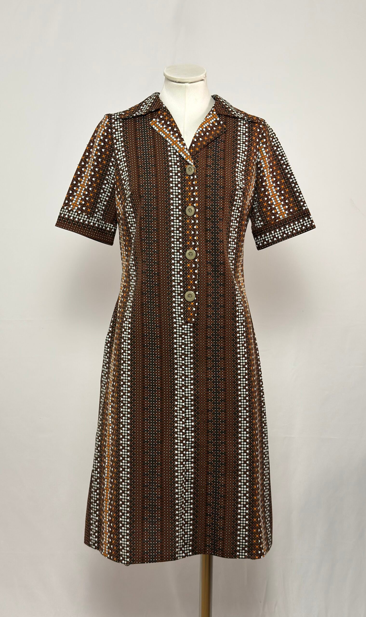 Vestido años 70 topos marrón - Imagen 2