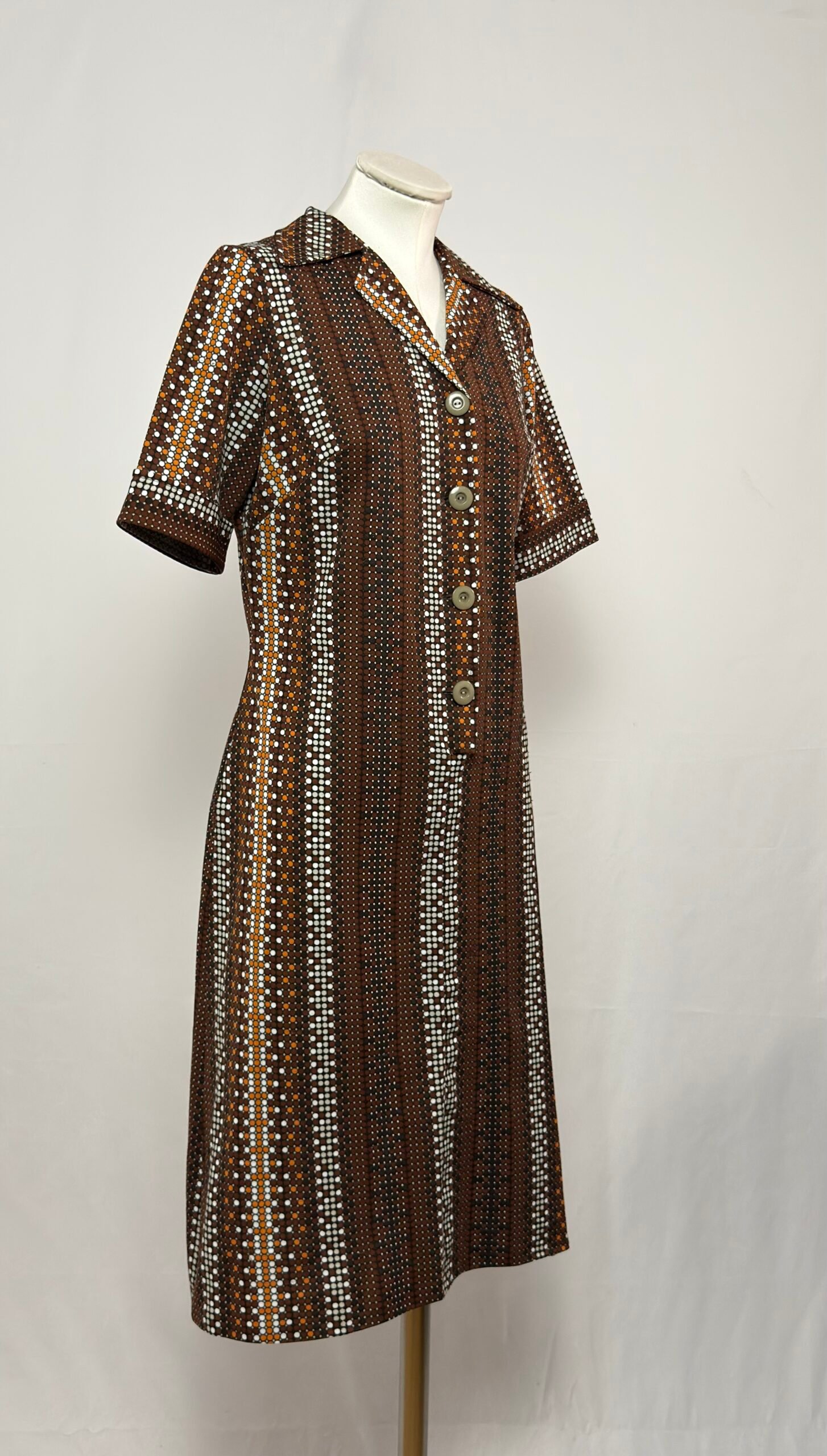 Vestido años 70 topos marrón - Imagen 3