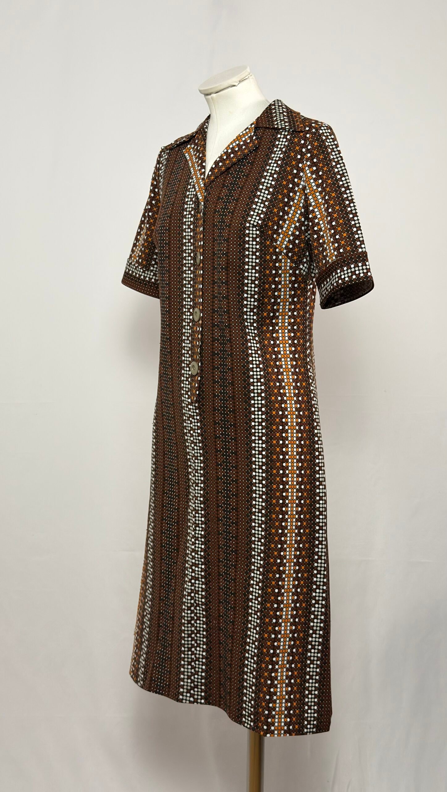 Vestido años 70 topos marrón - Imagen 4