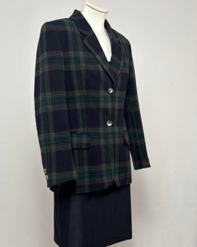 Blazer azul marino tipo tartán