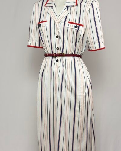 Vestido camisero lineas azules y rojas