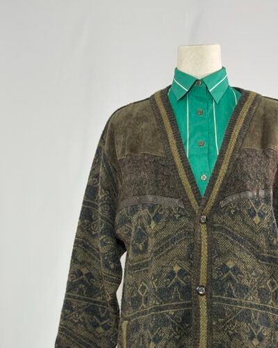 Chaqueta de lana en tonos marrones y verdes