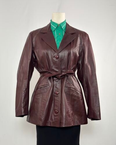 Chaqueta de cuero burdeos