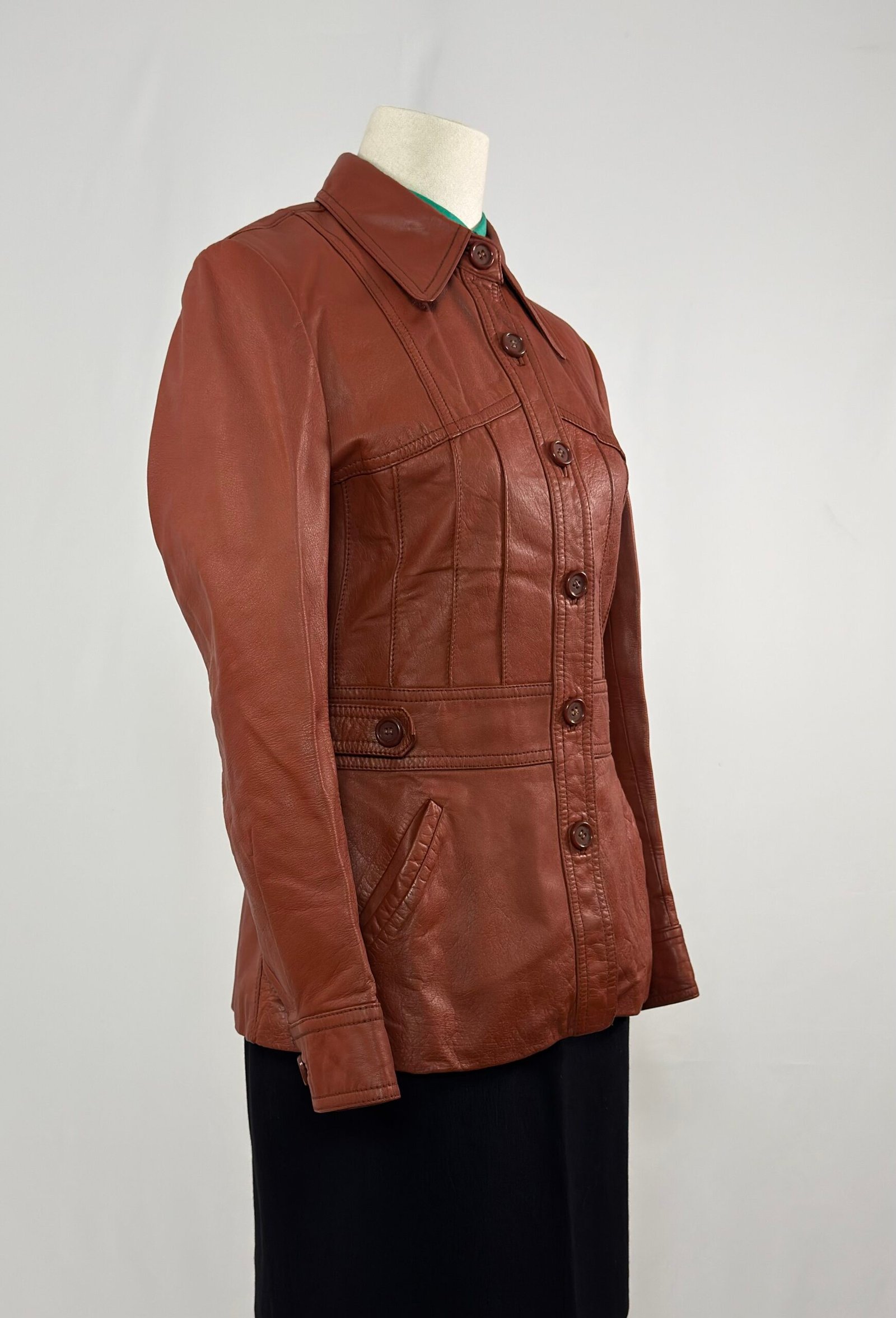 Chaqueta de cuero color caldera - Imagen 4