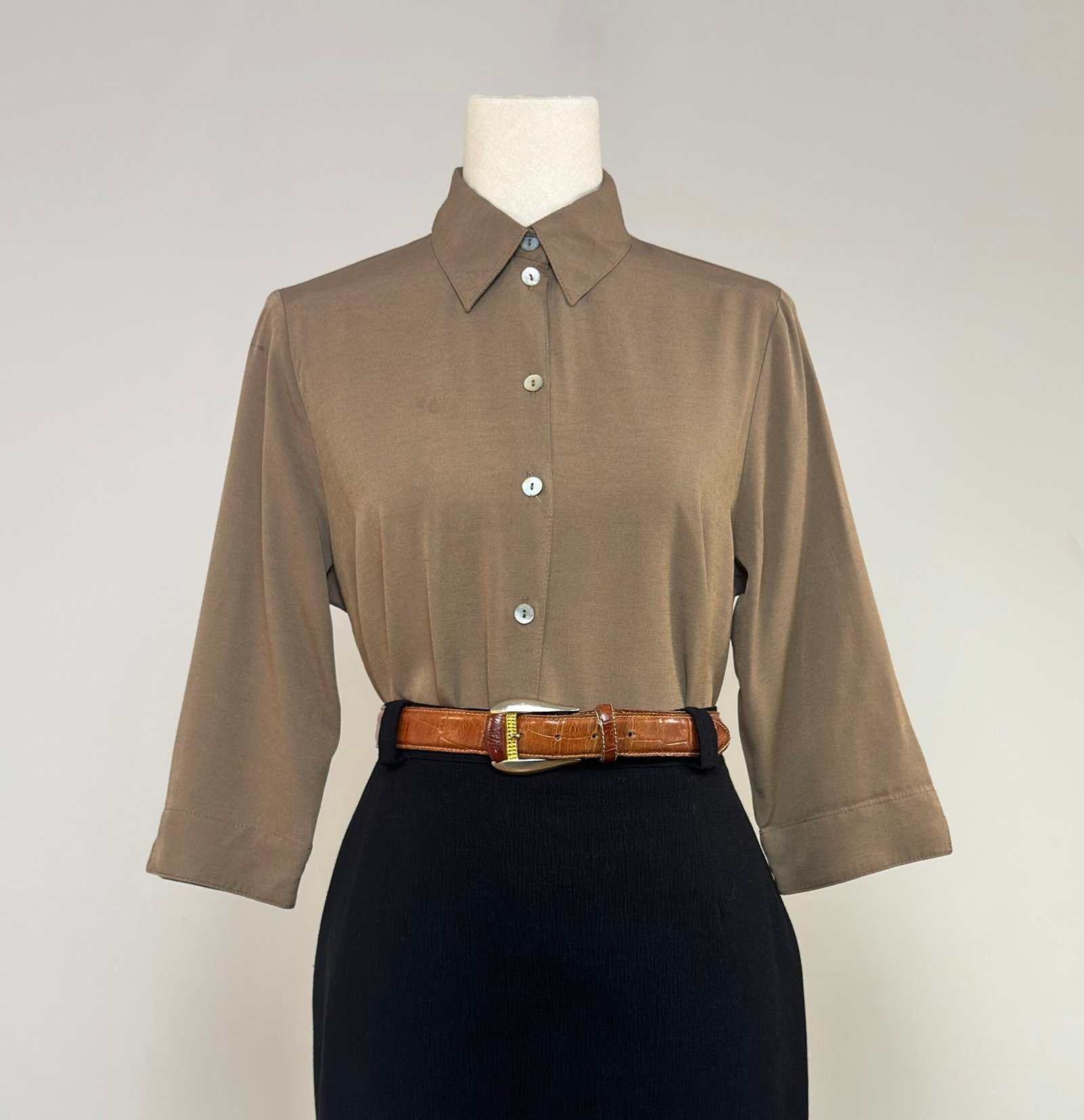 Blusa manga por el codo color camel