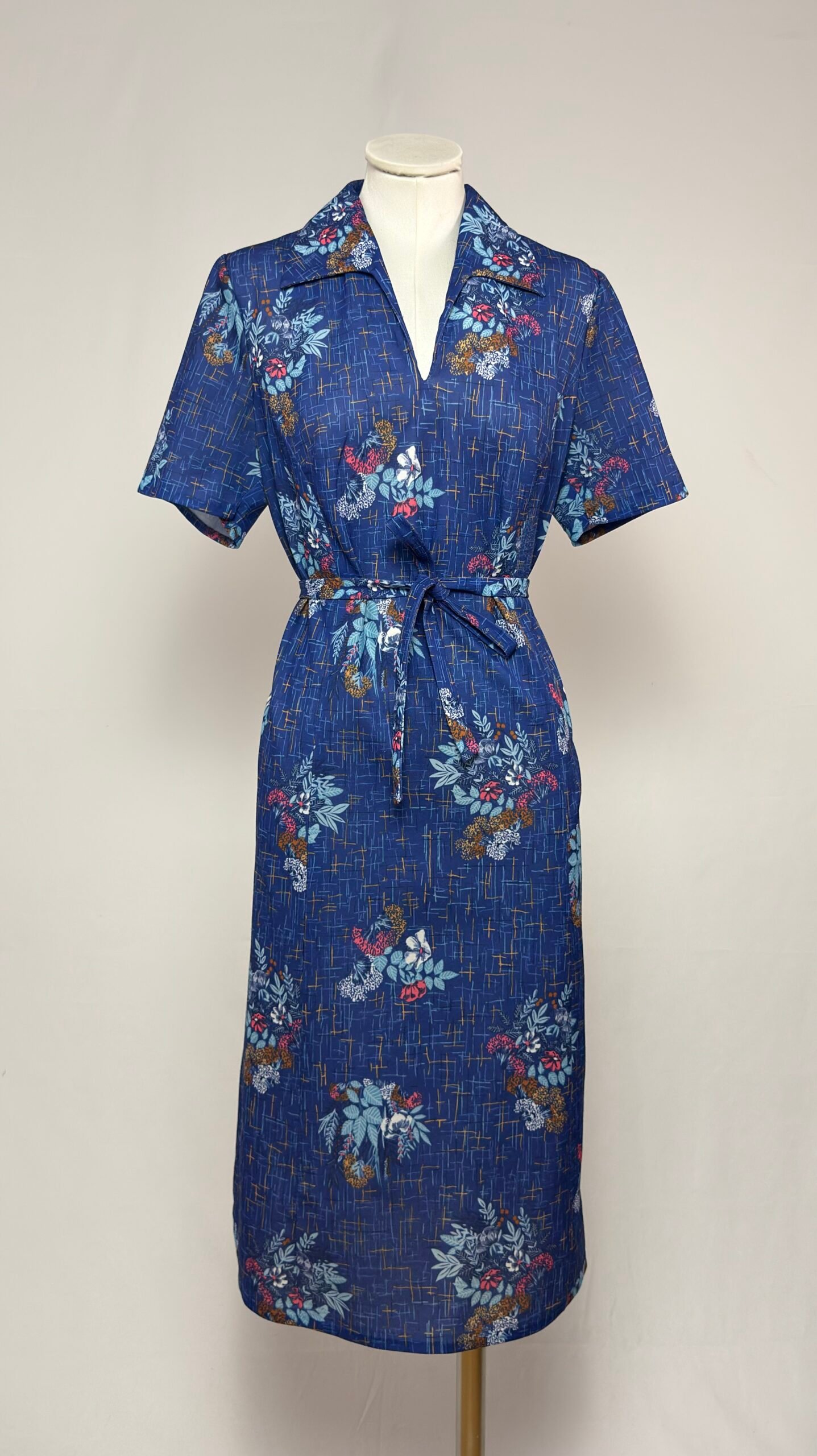 Vestido azulón estampado de flores - Imagen 3