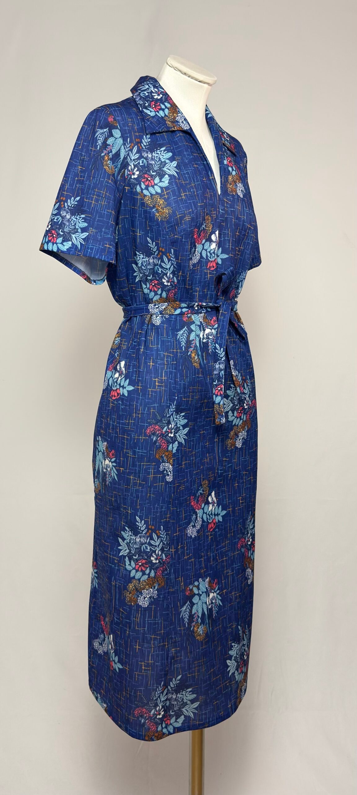 Vestido azulón estampado de flores - Imagen 4