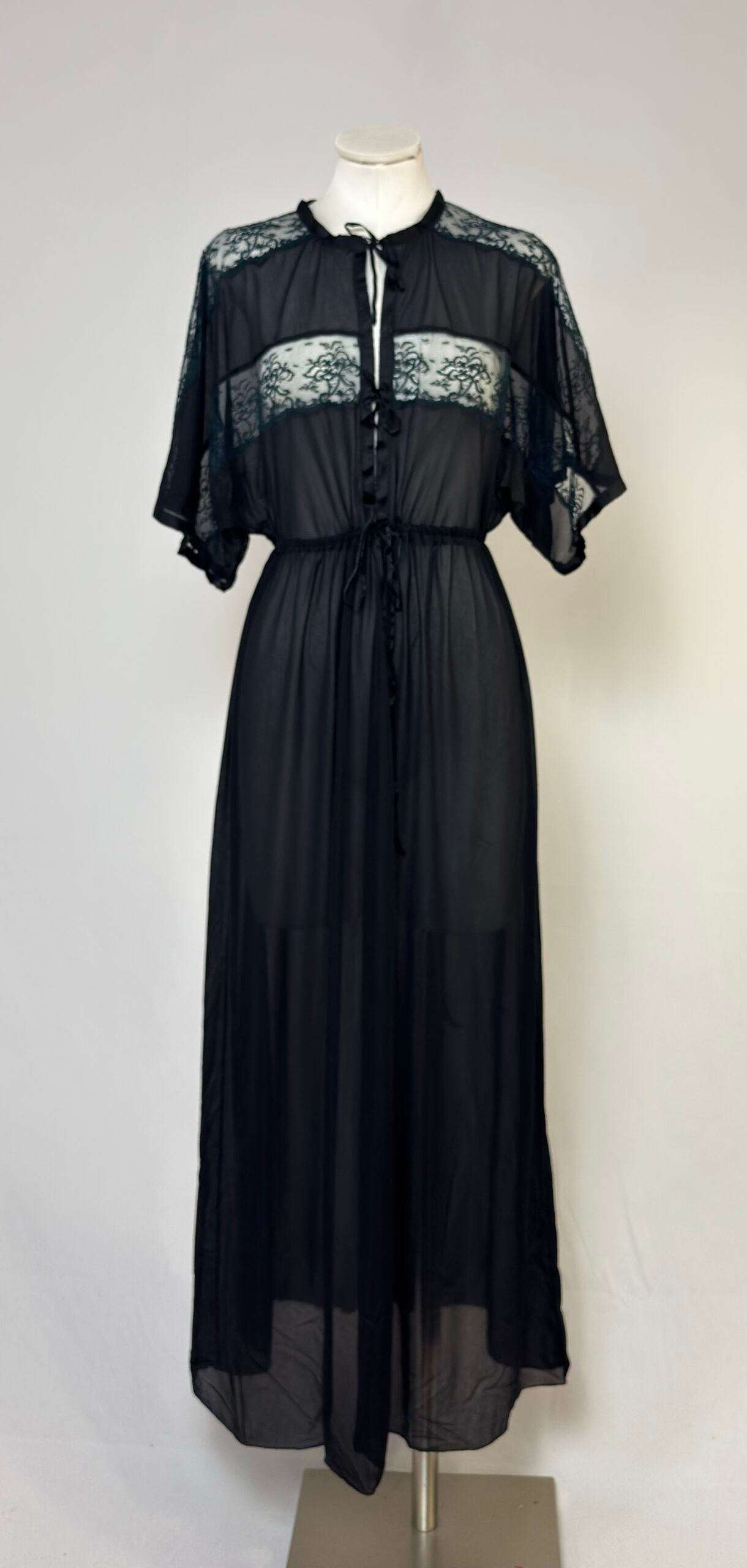 Camisón manga mariposa negro - Imagen 2