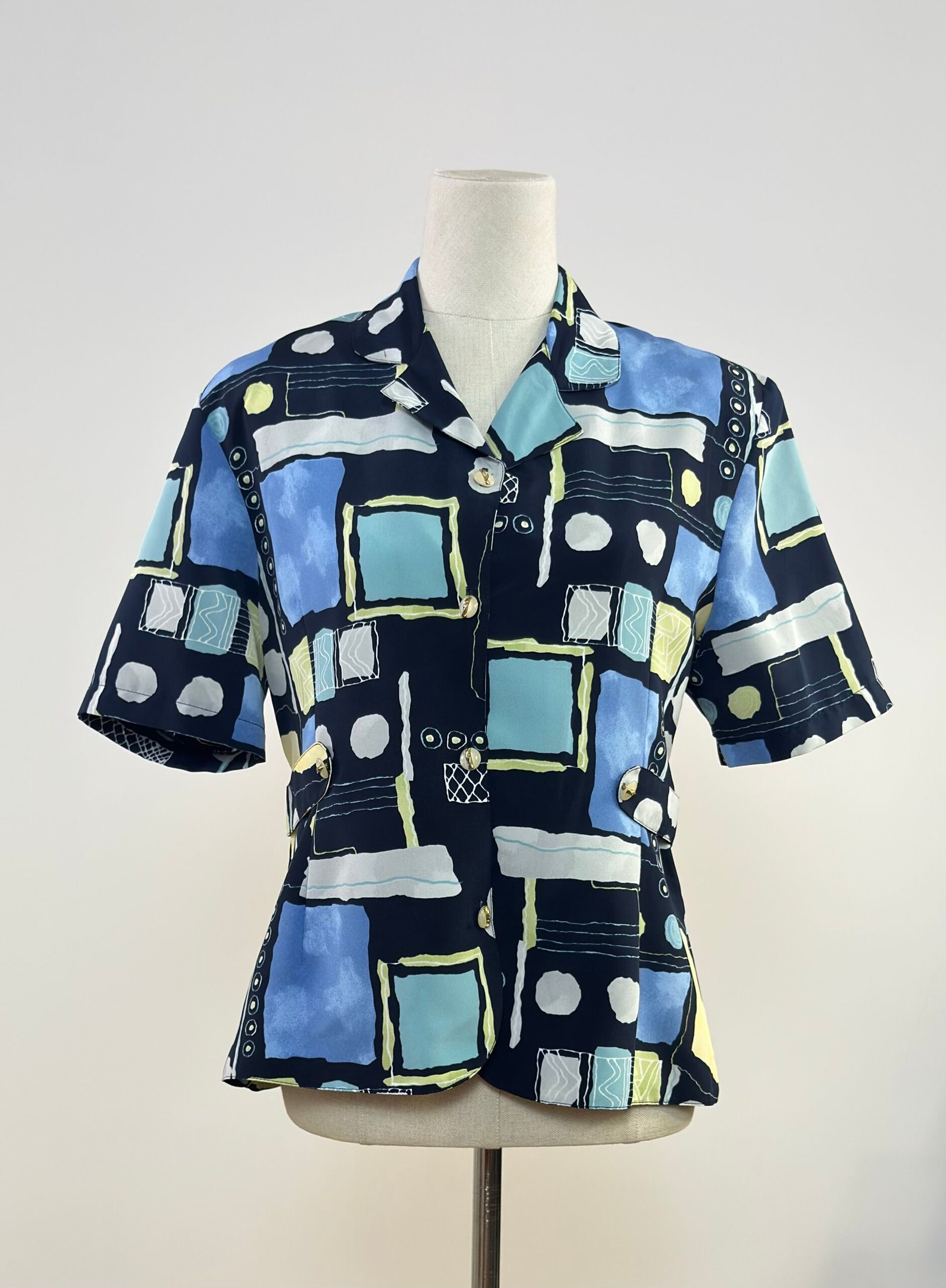 Blusa manga corta de tejido geométrico - Imagen 2