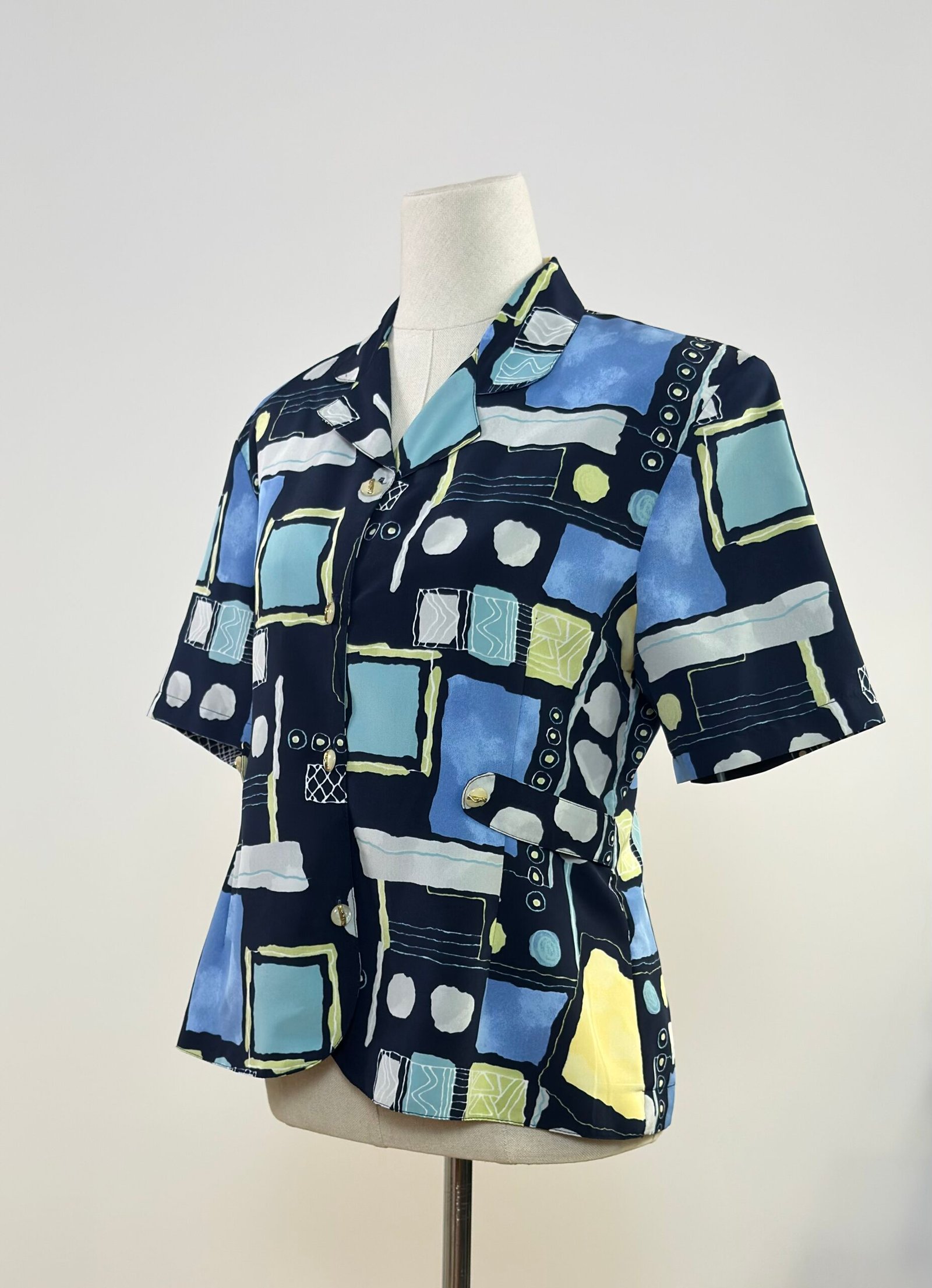 Blusa manga corta de tejido geométrico