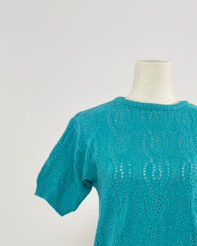 Top canalé turquesa