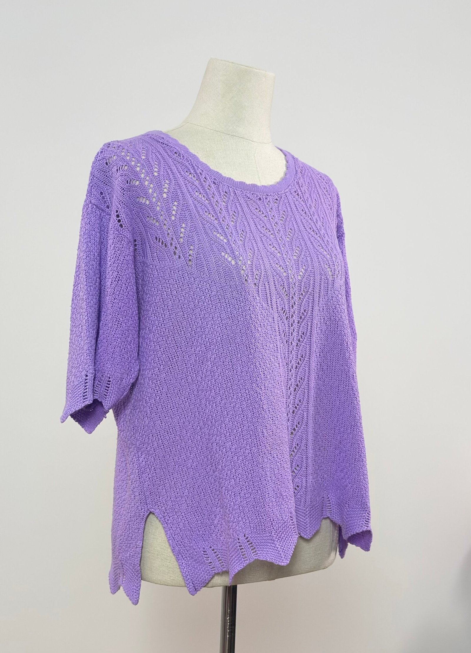 Top punto canalé lila