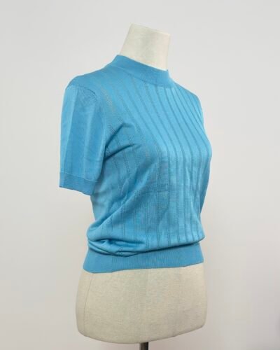 Top celeste cuello perkins