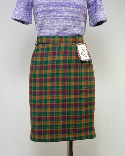 Falda de cuadros rosa y verde