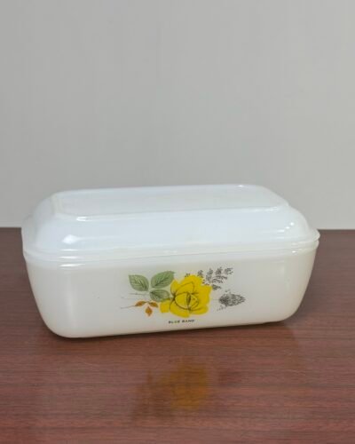 Tarrina para mantequilla de vidrio opalino